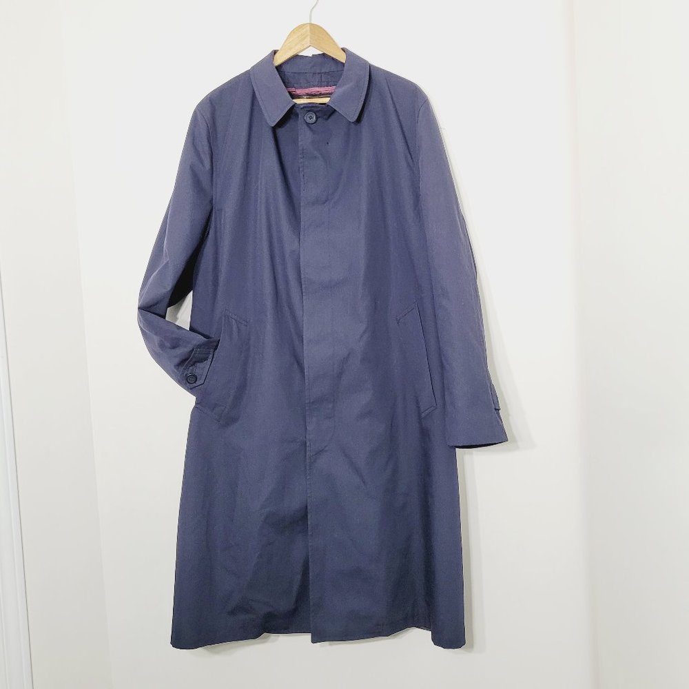 Weatherman Vintage Navy Blue Cotton Blend Full Length Trench Coat Jacket Lined